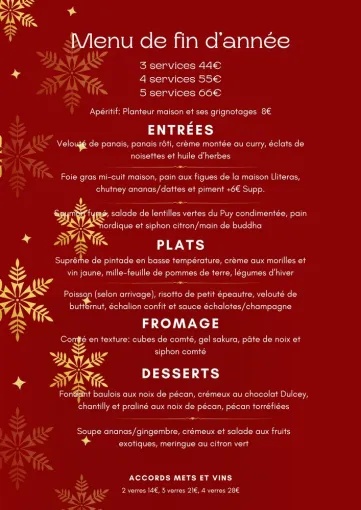 Menus de Noël pour repas de fin d'année entreprise , Escalquens, Le Néphilim